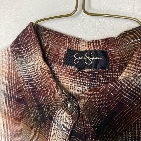 Jessica Simpson ladies button up plaid long sleeve shirt size:xs - Picture 4 of 8